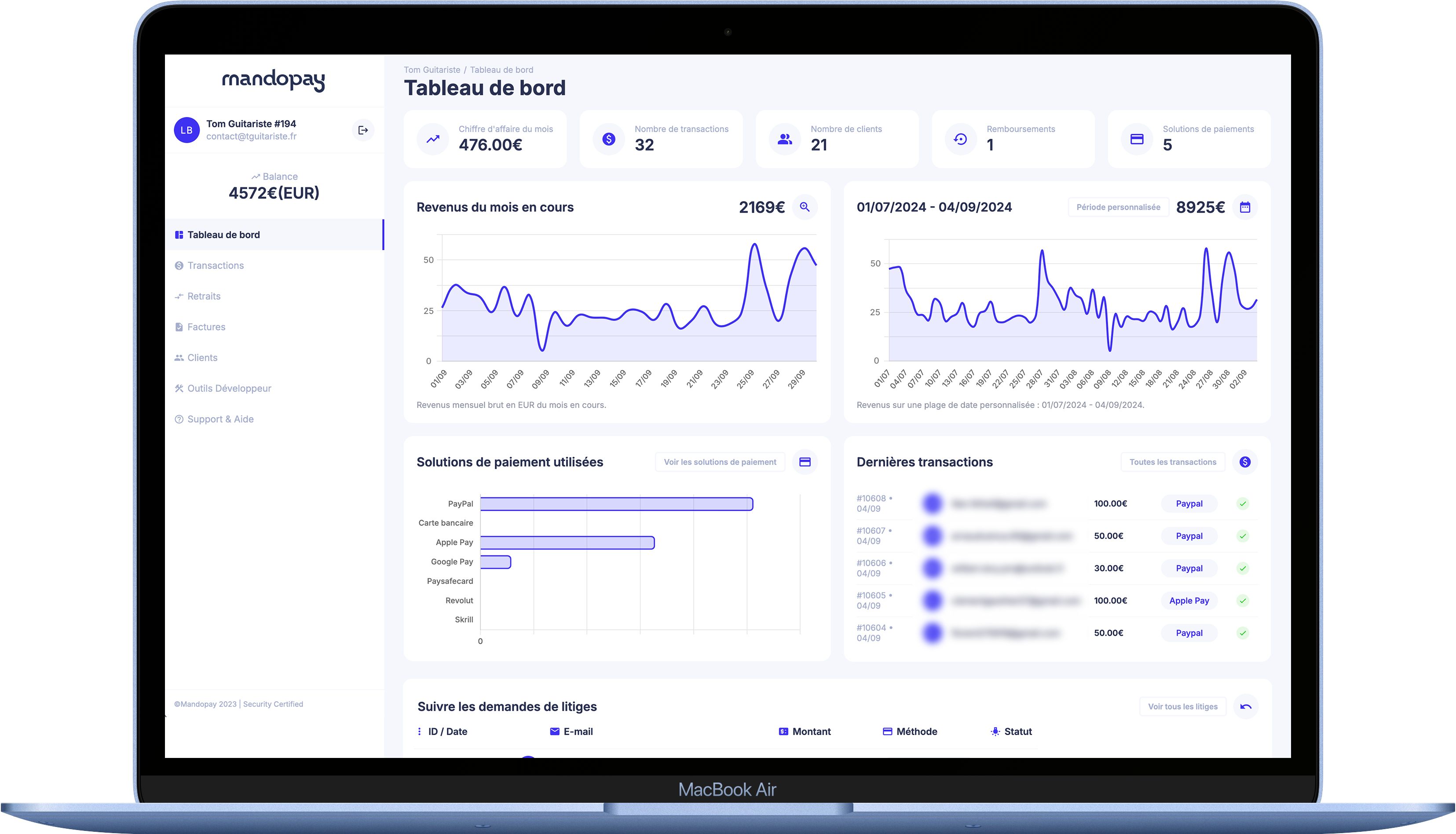 dashboard mandopay